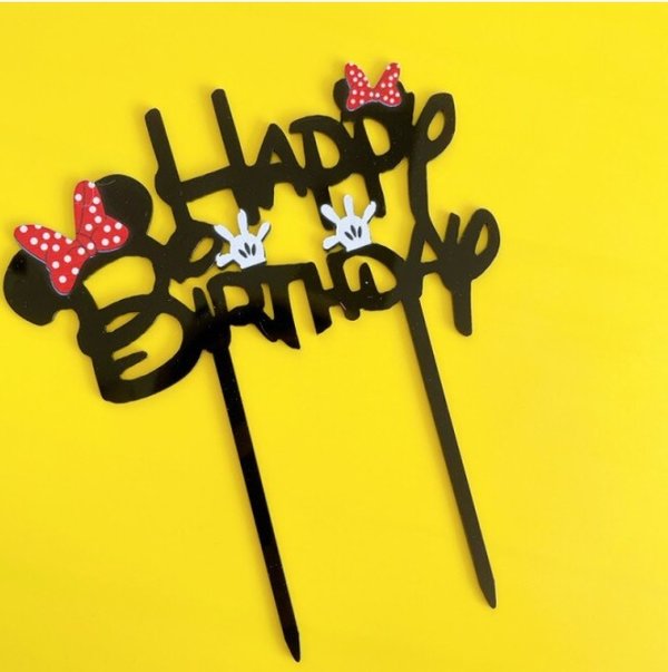 Taart Decoratie Minnie Mouse Taarttopper Happy Birthday Disney