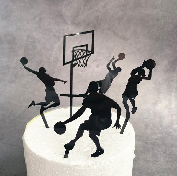 Taart Decoratie Basketbal Taarttopper Set Zwart Acryl