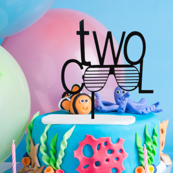 Torten Deko Geburtstag Cake Topper Two Cool Schwarz